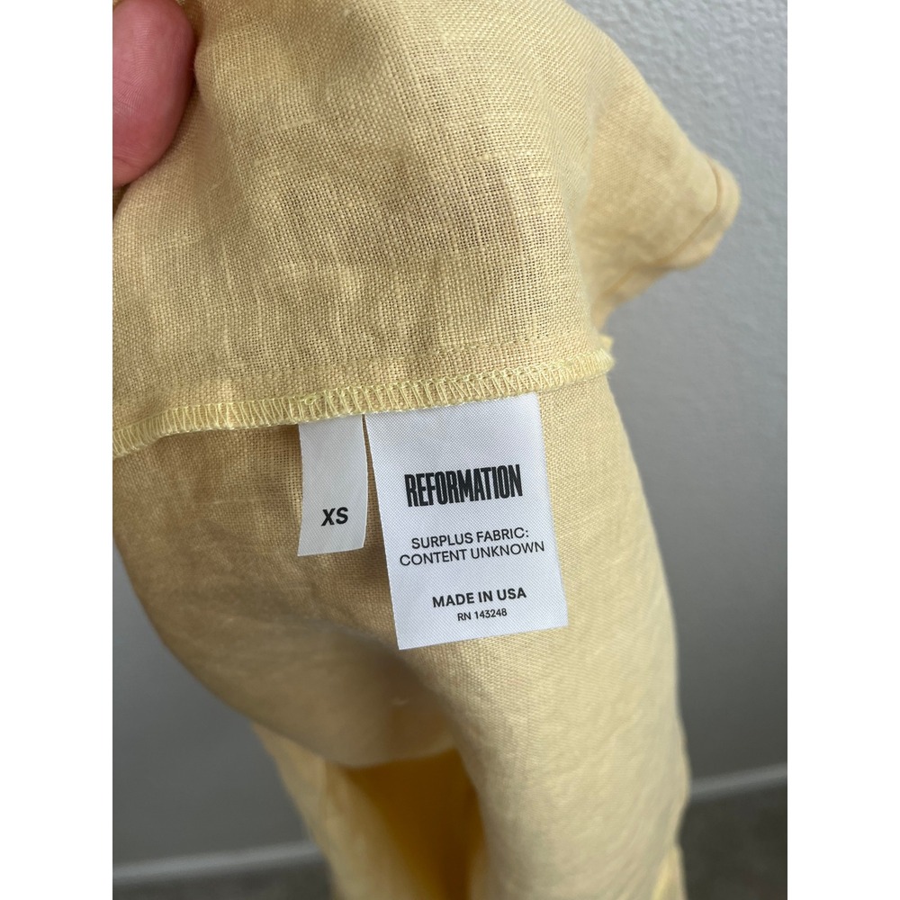 Reformation Mahalo Dress Midi Button Front Linen Blend Yellow Extra Small - Picture 8 of 8